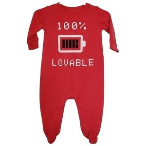 🟢K1075 * Baby Gap 100% Lovable Footed One Piece Red Size 3/6M